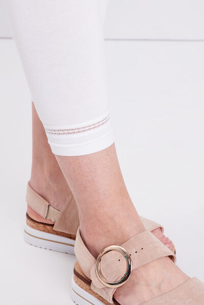 Legging taille haute blanc femme