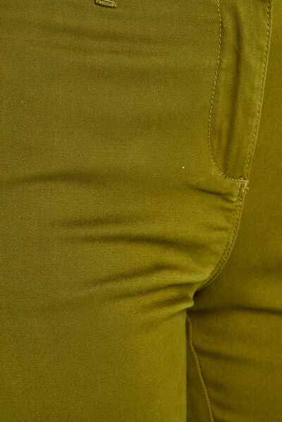 Pantalon resserré en bas vert olive femme