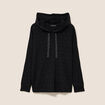 Sweat &agrave; capuche manches longues strass noir femme