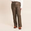 Pantalon bootcut enduit taille haute vert kaki femme