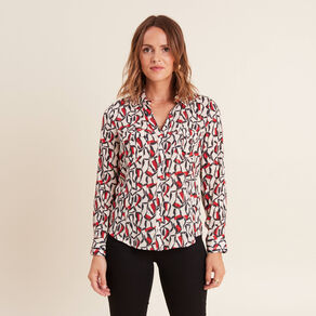 Chemise manches longues rouge femme