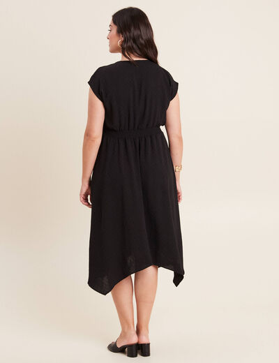 Robe évasée taille smockée noir femme
