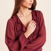 Blouse ample en voile manches longues prune femme