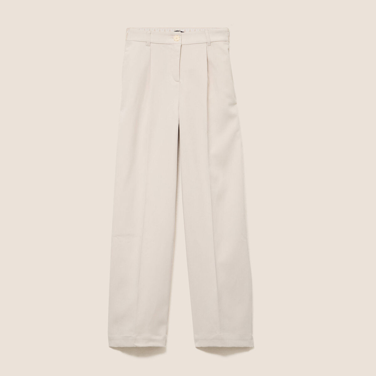 Pantalon taille haute en velours sable femme