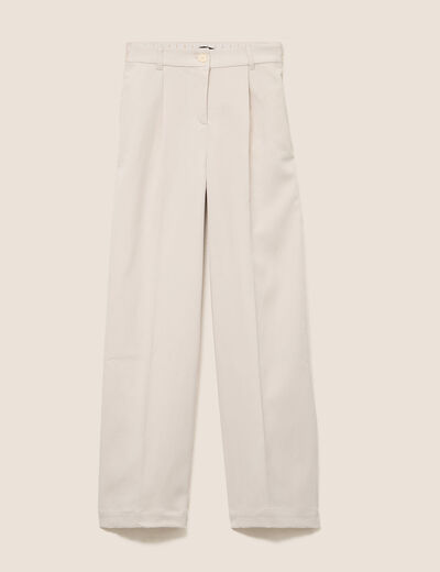 Pantalon taille haute en velours sable femme