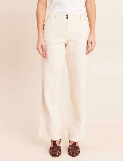 Pantalon coupe droite taille standard ivoire femme