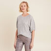 Blouse manches 3/4 pliss&eacute;e gris argent femme