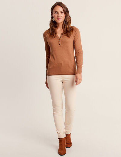 Pull manches longues camel femme