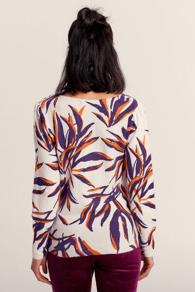 Pull manches longues creme femme