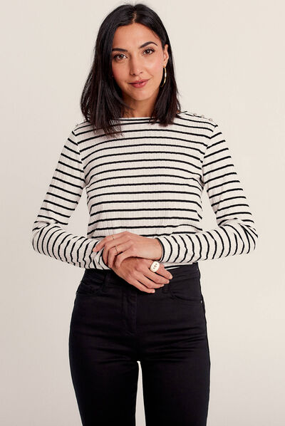 T-shirt manches longues ecru femme