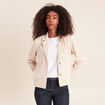 Veste droite col tailleur doubl&eacute;e sable femme