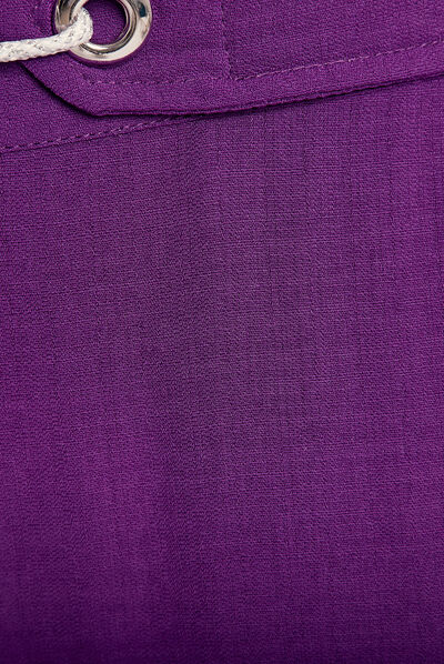 Pantalon large fluide violet foncé femme