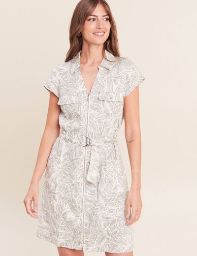 Robe droite zipp&eacute;e gris femme