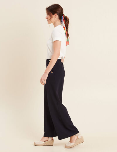 Jeans ajusté taille basculée bleu foncé femme