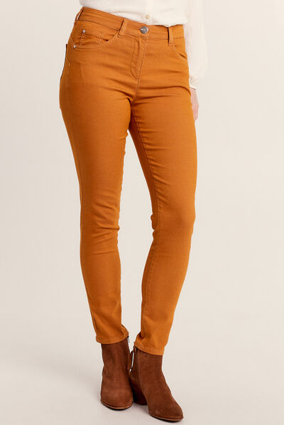 Pantalon léger taille standard 7/8ème orange foncé femme
