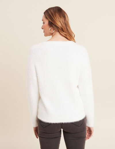 Pull manches longues blanc femme