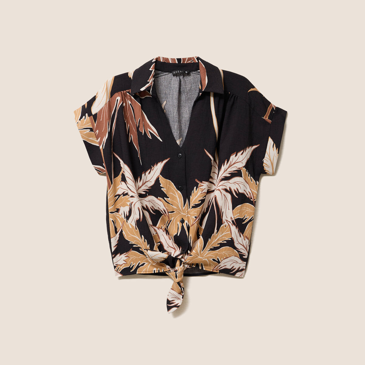 Chemise fluide manches courtes noir femme