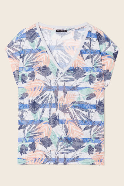 T-shirt manches courtes ecru femme