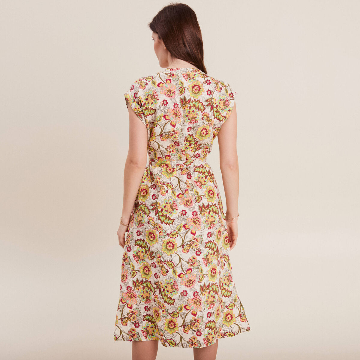 Robe chemise boutonn&eacute;e blanc femme