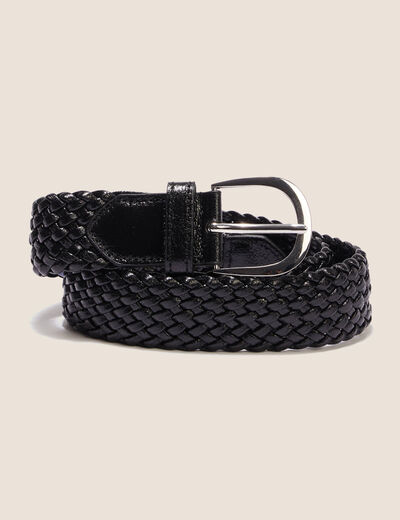 Ceinture tressée métalissée noir femme
