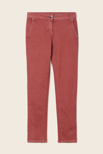 Pantalon chino ajusté marron cognac femme