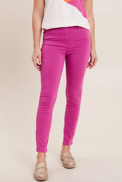 Pantalon ajusté taille haute violet femme