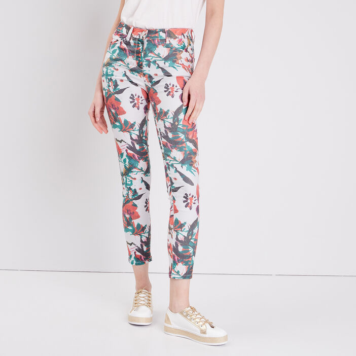 Pantalon léger imprimé magique blanc femme