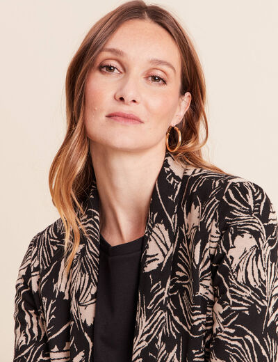 Veste cintr&eacute;e manches longues doubl&eacute;e noir femme