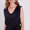Robe droite ceinturée noir femme