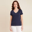T-shirt manches courtes bleu marine femme