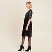 Robe évasée plissée noir femme