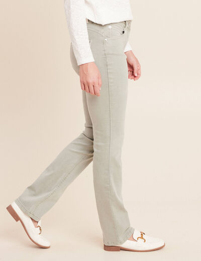 Jean coupe droite taille bascul&eacute;e vert clair femme