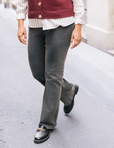 jean bootcut taille standard denim gris femme