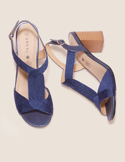 Sandales à talons bottiers bleu marine femme