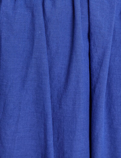 Jupe taille haute doubl&eacute;e avec broderie bleu fonc&eacute; femme