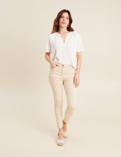 Blouse manches courtes ecru femme
