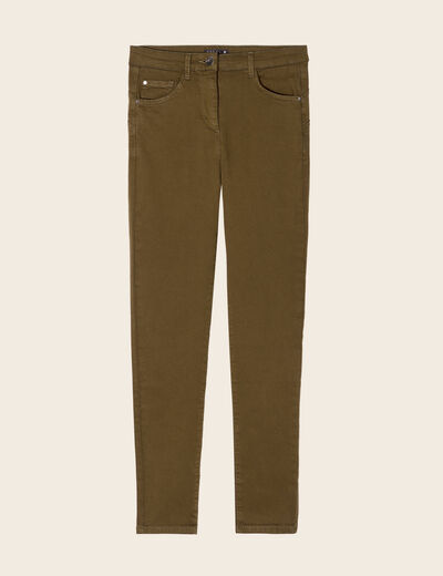 Pantalon léger taille standard 7/8ème vert kaki femme