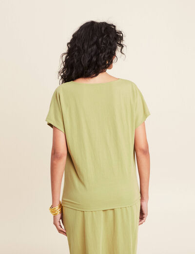 T-shirt manches courtes vert olive femme