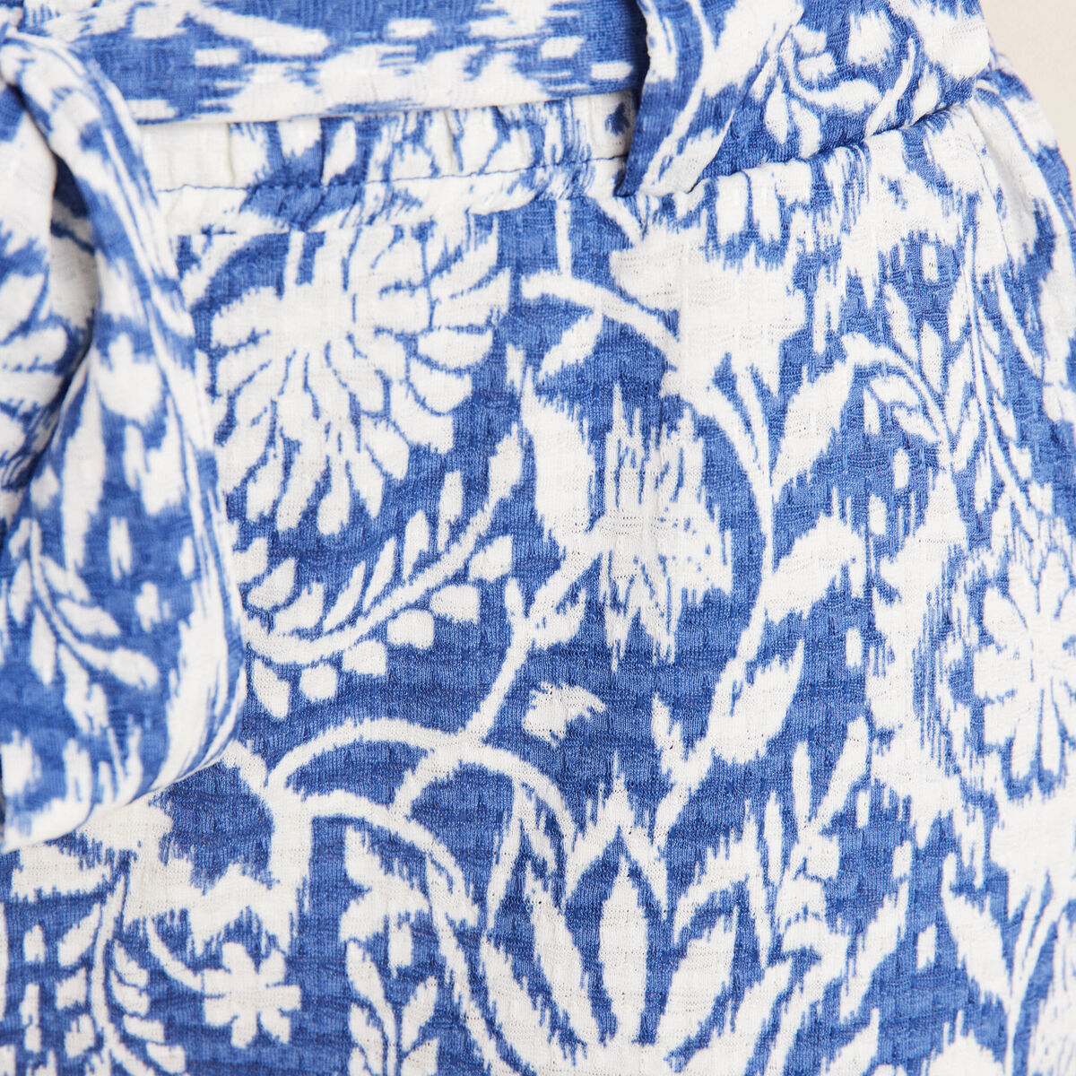 Pantalon ample taille haute bleu femme