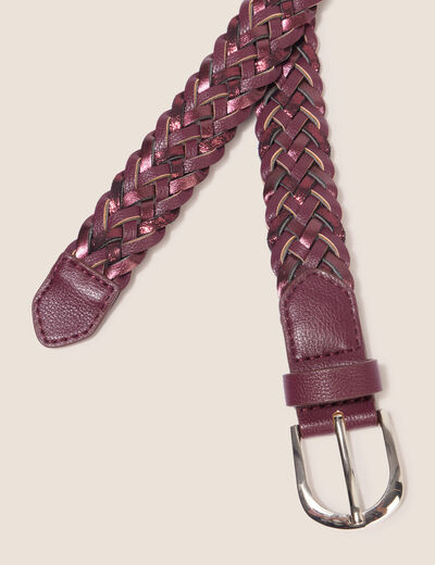 Ceinture tress&eacute;e iris&eacute;e prune femme