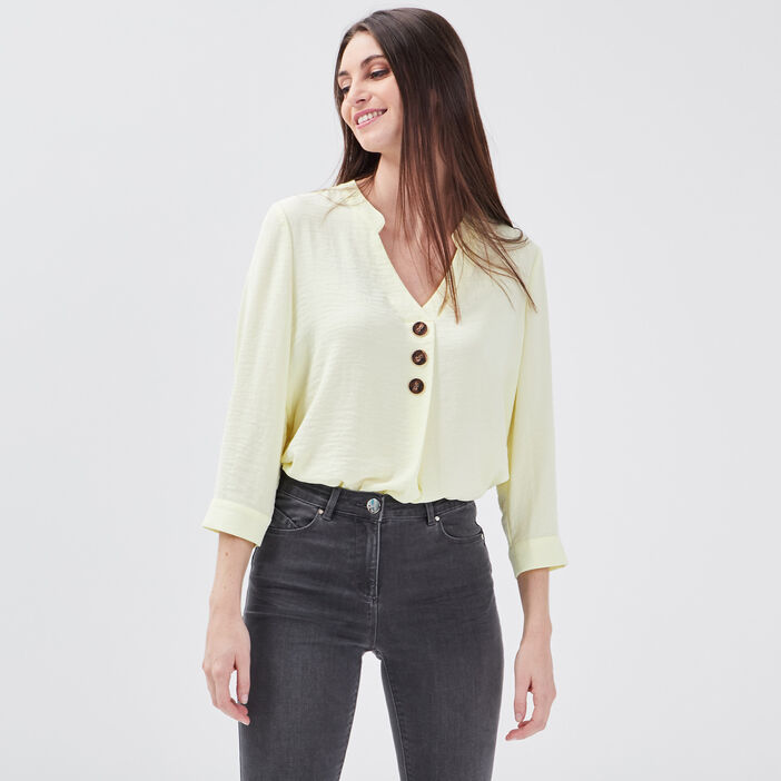 Blouse manches 3/4 jaune clair femme