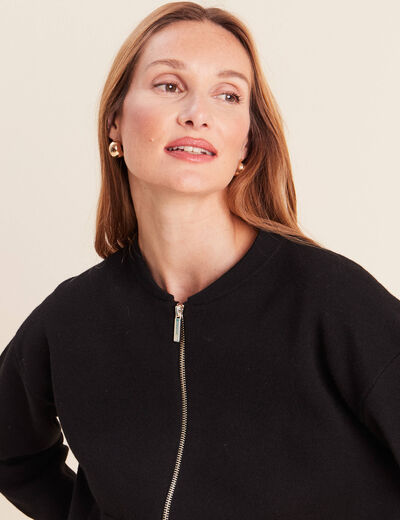 Gilet doubl&eacute; col chemise noir femme