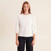 Blouse droite col rond manches 3/4 ecru femme