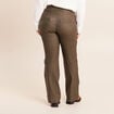 Pantalon bootcut enduit taille haute vert kaki femme