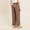 Pantalon large taille haute taupe femme