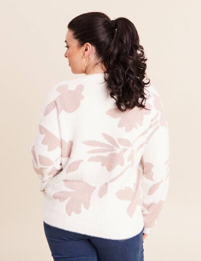 Pull col rond manches longues beige femme