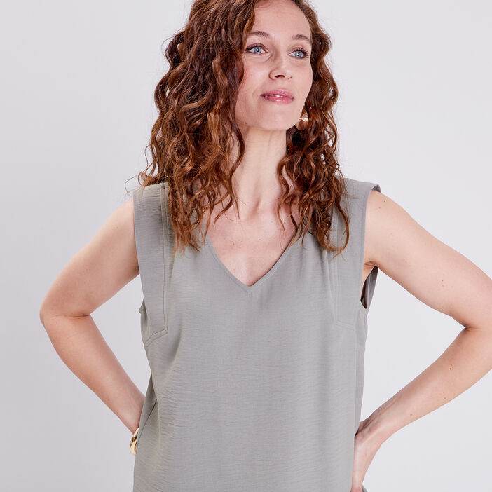 Blouse sans manches vert clair femme