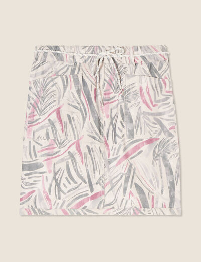 Jupe droite réversible 2 poches beige femme