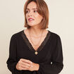 Blouse manches longues noir femme