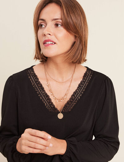 Blouse manches longues noir femme